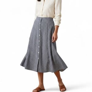 Vintage 90s Ditsy Floral Button Front Midi Skirt